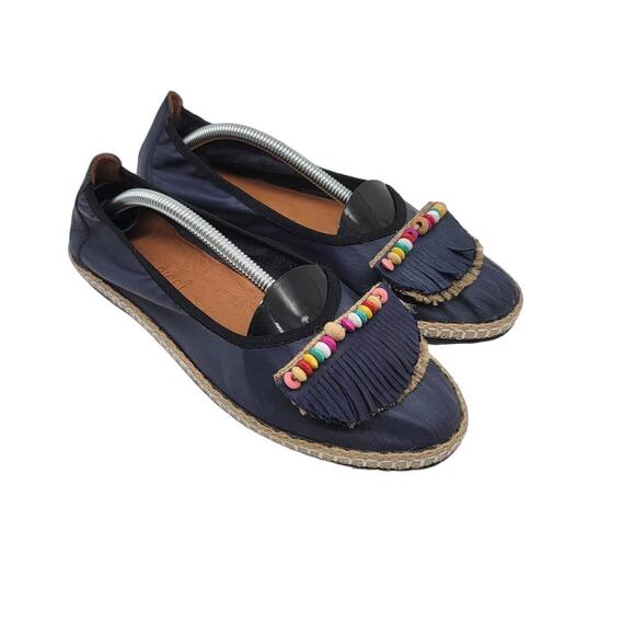 Duno Ricci Women Multicolor Beaded Fringe Espadrilles Loafers Flats Blue Size 38 - Picture 1 of 7